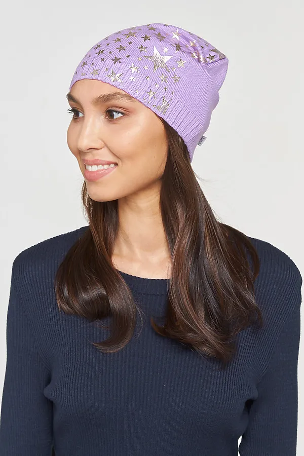 Шапка VAY, св.фиалка/звезды/бледное золото - фото 1