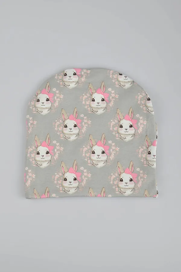 Шапка "Милая Зайка" ДЕТСКИЙ ТРИКОТАЖ 37, набивка - фото 1