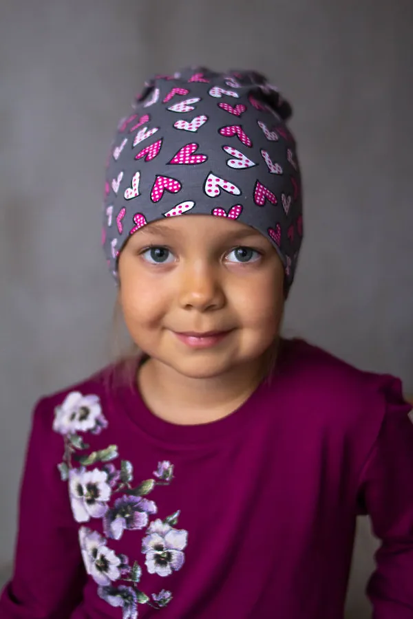 Шапка "Сердечки" ДЕТСКИЙ ТРИКОТАЖ 37, серый - фото 1