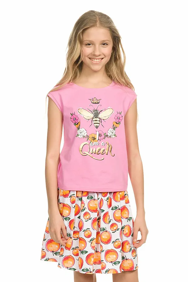 Комплект(Футболка+Юбка) PELICAN, розовый - фото 1