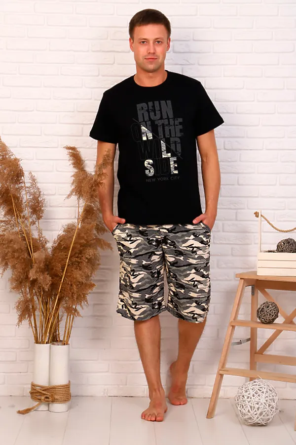 Костюм (Бриджи + Футболка) СОФИЯ37, черный - фото 1