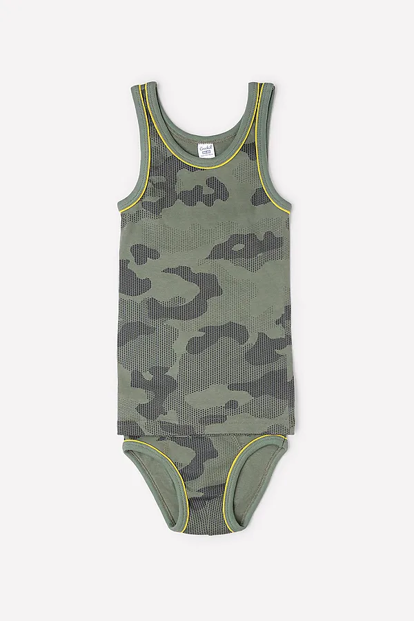 Комплект (Майка+Трусы) CROCKID SALE, т.оливковый - фото 1