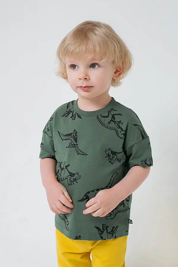 Футболка CROCKID SALE, лесной мох, динолэнд к298 - фото 1