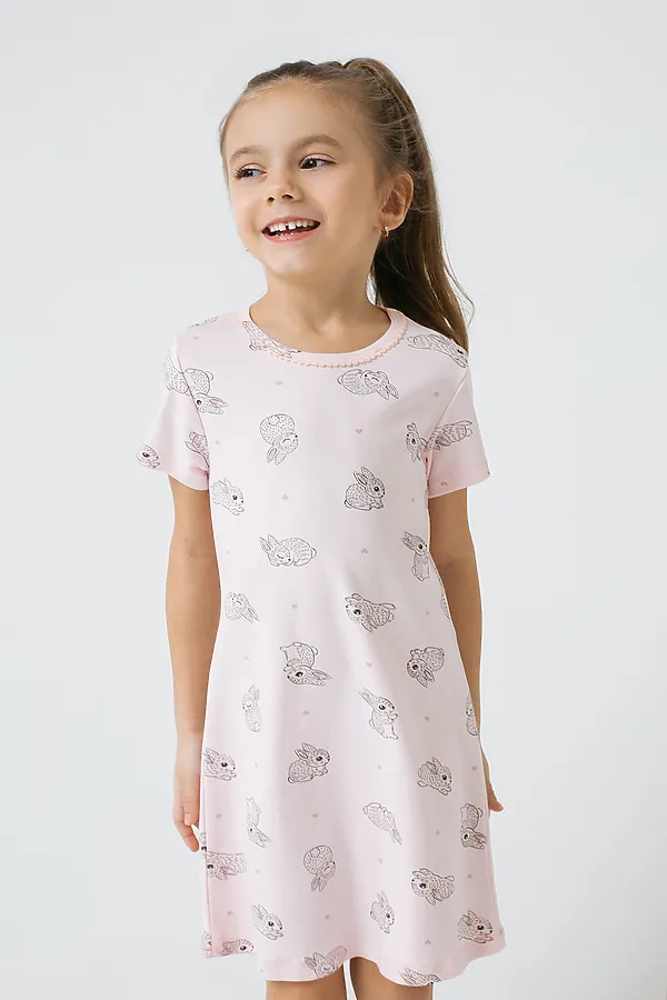 Сорочка CROCKID SALE, зайчики и сердечки на светло-розовом - фото 1