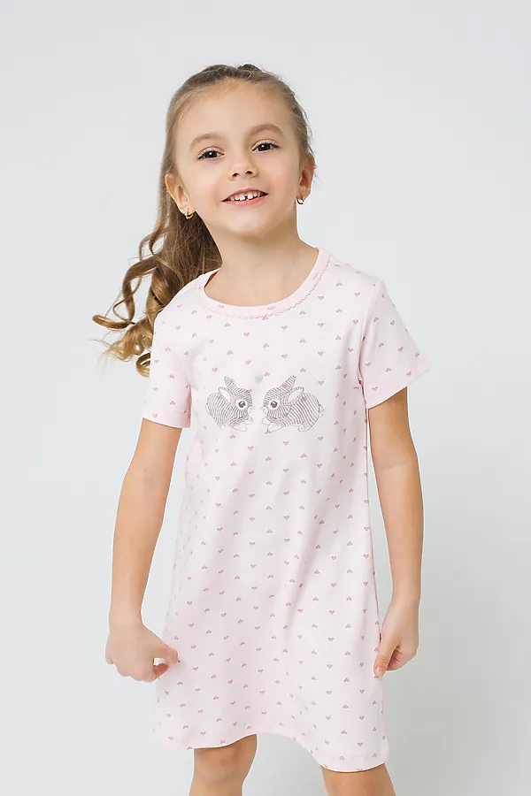 Сорочка CROCKID, сердечки на светло-розовом - фото 1