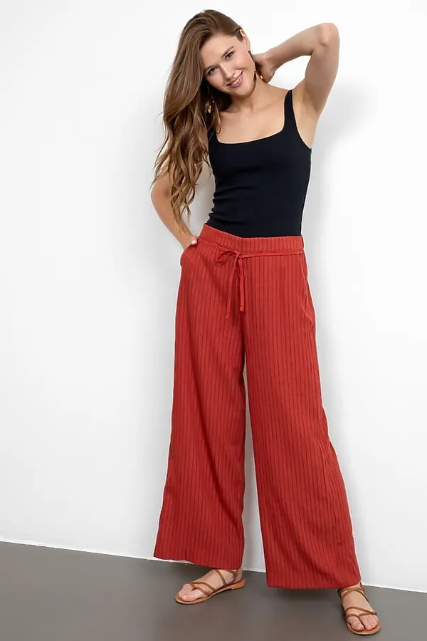 Брюки MARK FORMELLE, терракотовый в полоску - фото 1