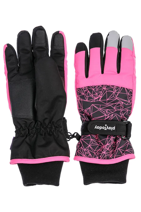 Перчатки PLAYTODAY, черный, фуксия, серебристый - фото 1