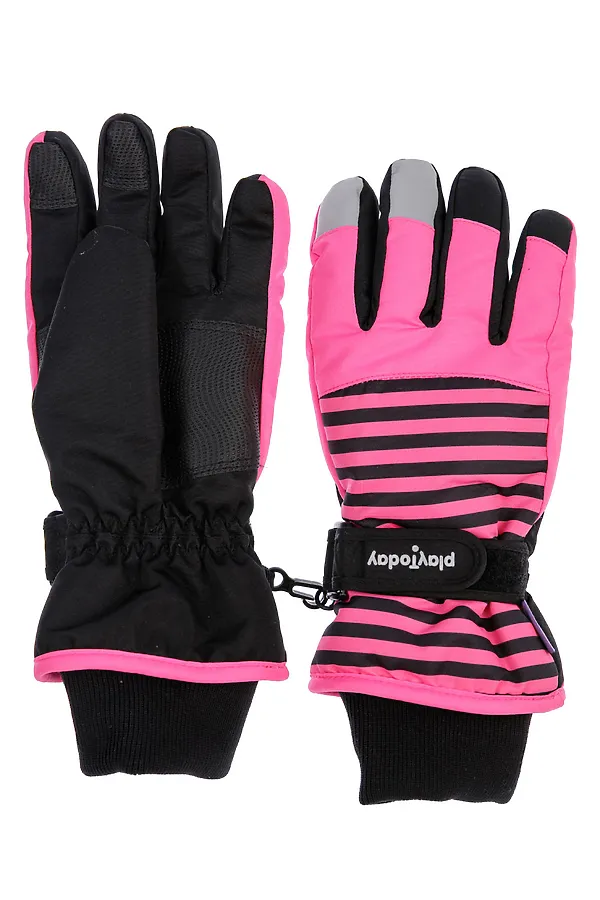 Перчатки PLAYTODAY, черный, фуксия, серебристый - фото 1