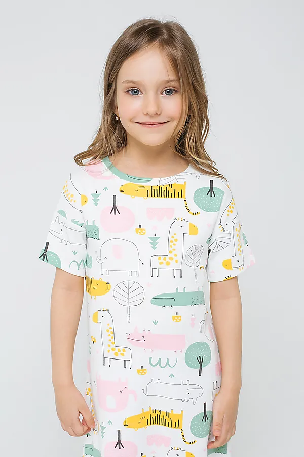 Сорочка CROCKID, звери африки с розовым на сахаре - фото 1