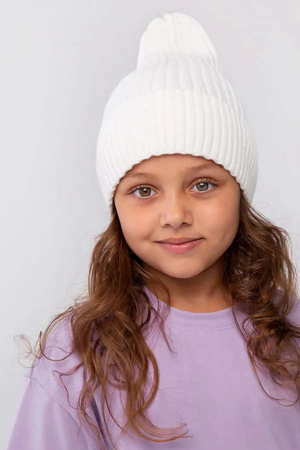 Шапка вязаная "Бини-Милк" ДЕТСКИЙ ТРИКОТАЖ 37, молочный - фото 1