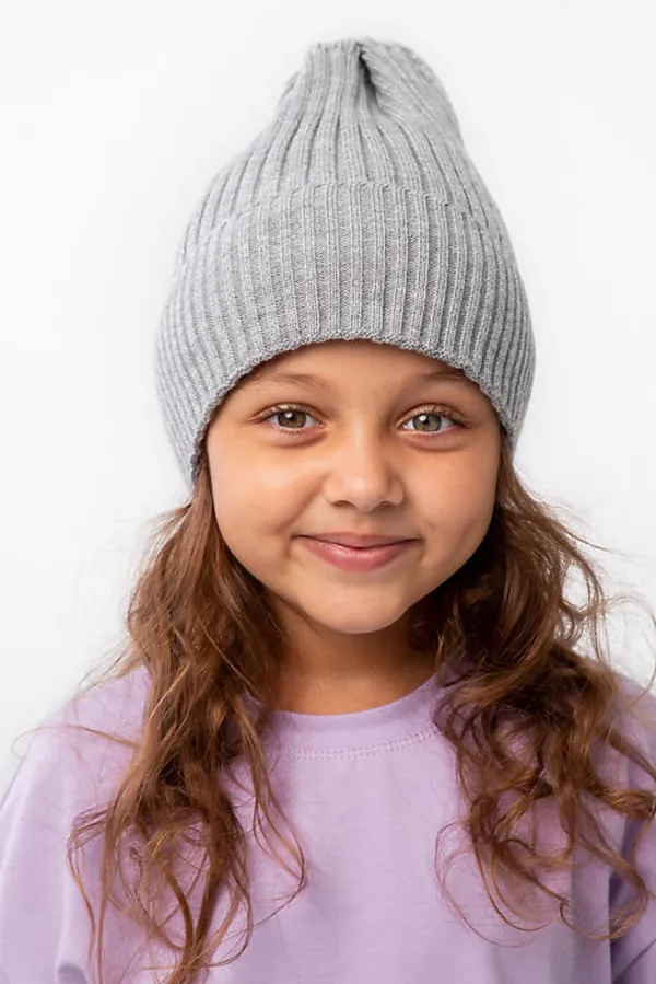 Шапка вязаная "Бини-Меланж" ДЕТСКИЙ ТРИКОТАЖ 37, серый - фото 1