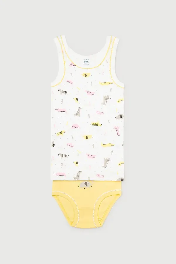 Комплект (Майка+Трусы) CROCKID SALE, звери алфавит на сахаре+св.желтый - фото 1
