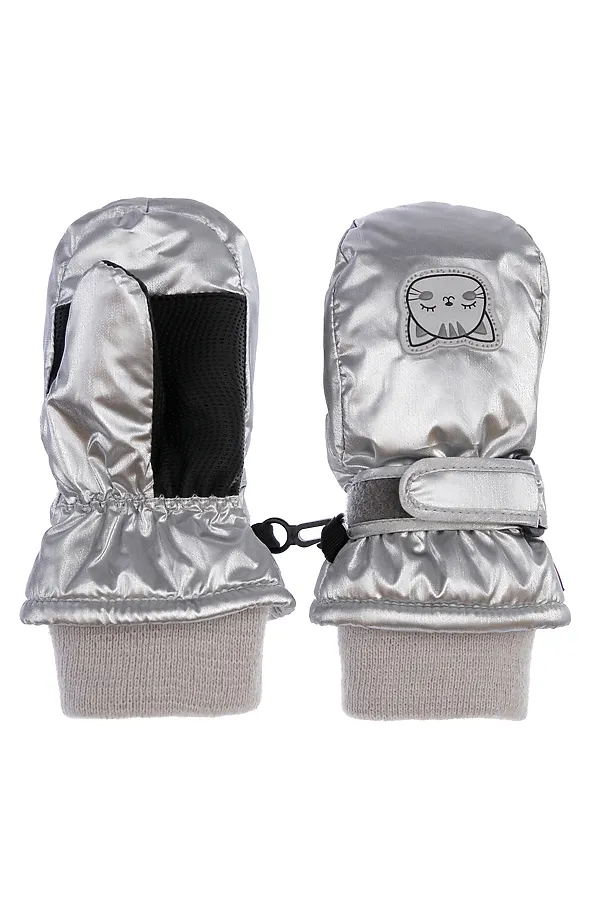 Варежки PLAYTODAY, серебристый,черный - фото 1