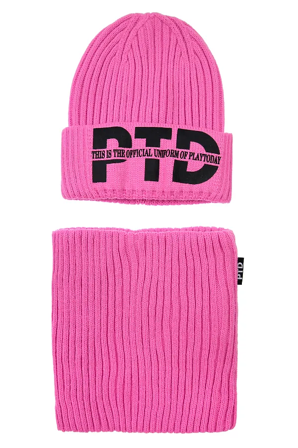 Комплект (Шапка+Снуд) PLAYTODAY, фуксия - фото 1