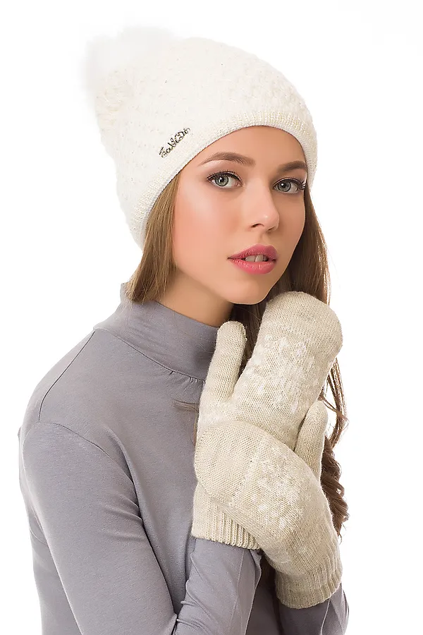 Варежки VAY, св.бежевый/молоко - фото 1