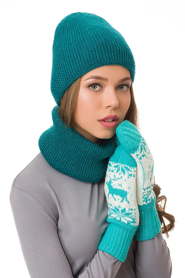 Варежки VAY, бирюза/молоко - фото 1