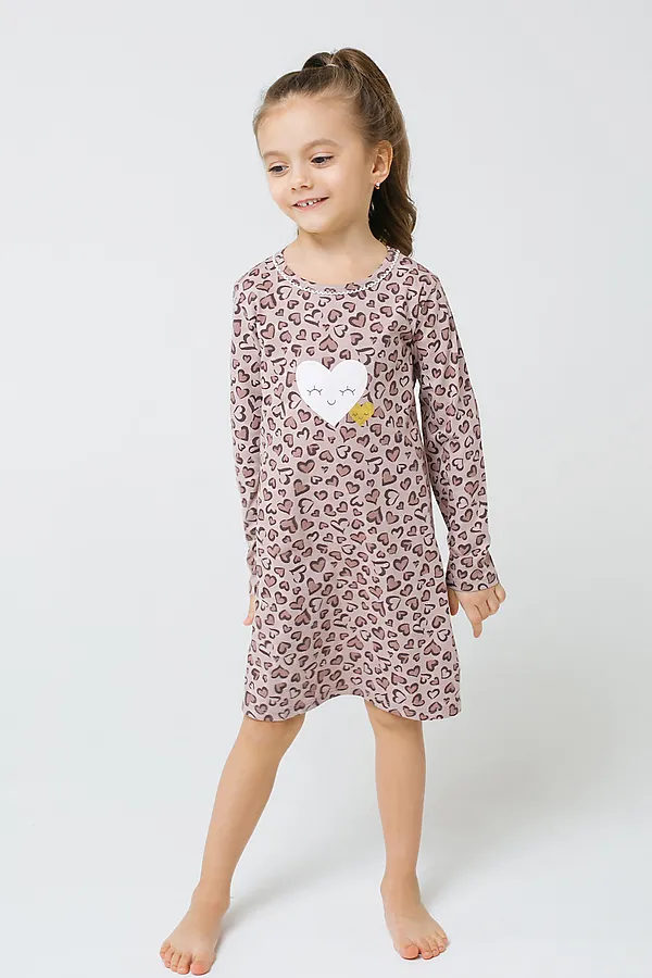 Сорочка CROCKID SALE, сердечки леопард на бежево-сером - фото 1