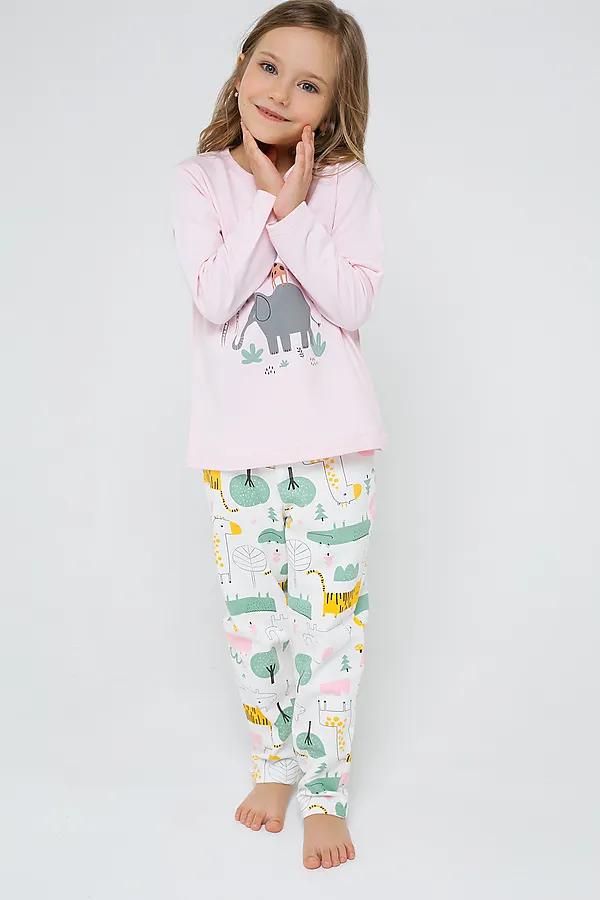 Пижама CROCKID SALE, нежно-розовый, звери африки на сахаре - фото 1