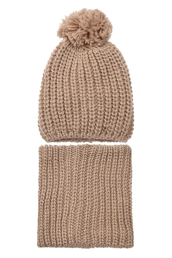 Комплект (Шапка+Снуд) PLAYTODAY, бежевый - фото 1