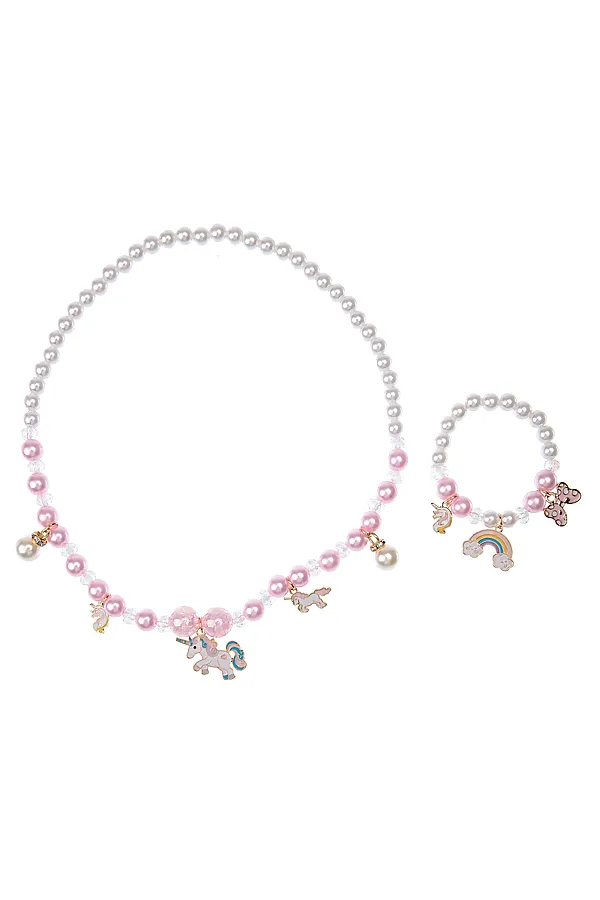 Комплект (Бусы+Браслет) PLAYTODAY, светло-розовый,белый - фото 1
