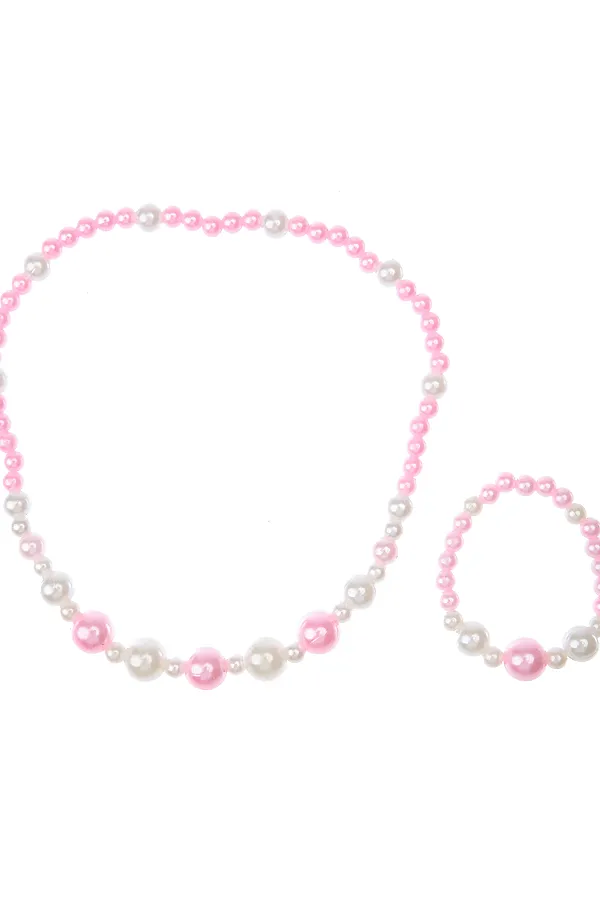 Комплект (Бусы+Браслет) PLAYTODAY, светло-розовый,белый - фото 1
