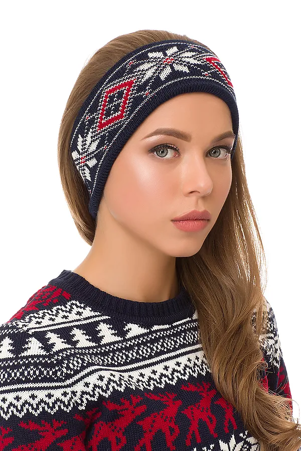 Повязка на голову VAY, т.синий/молоко/красный - фото 1