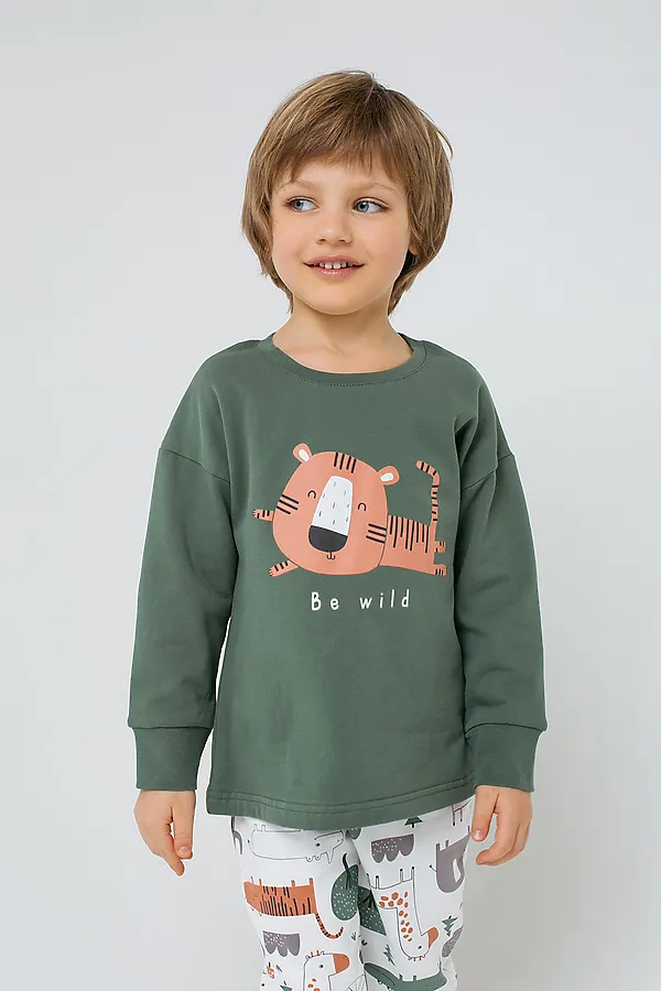 Пижама CROCKID SALE, лесной мох, звери африки на сахаре - фото 1