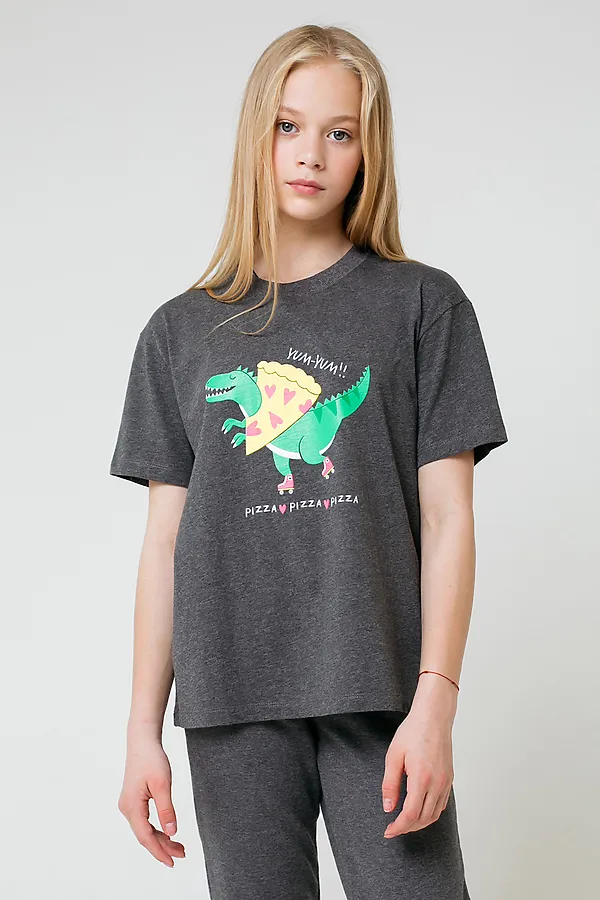 Футболка  CROCKID SALE, тем.серый меланж к55 - фото 1