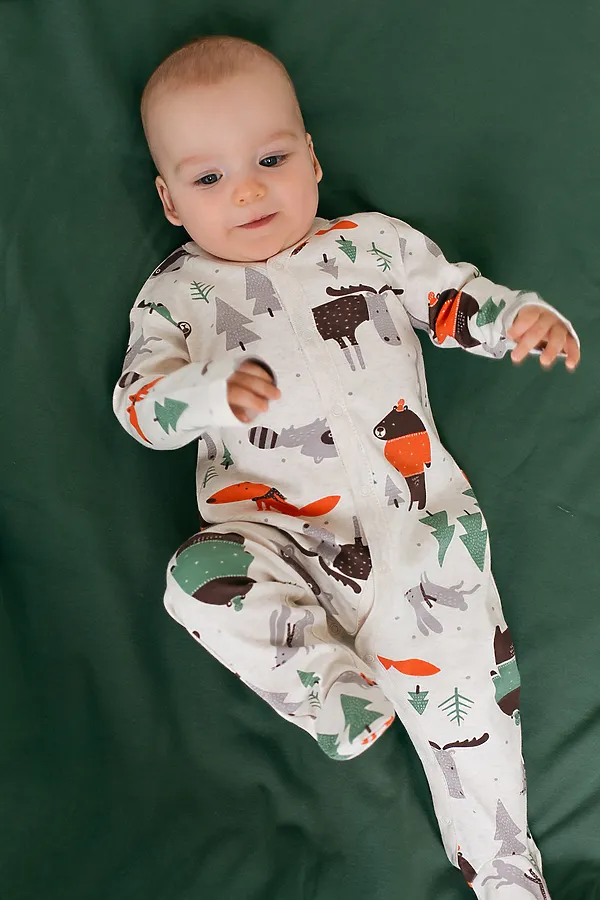 Комбнезон CROCKID, зима в лесу на св.бежевом меланже - фото 1