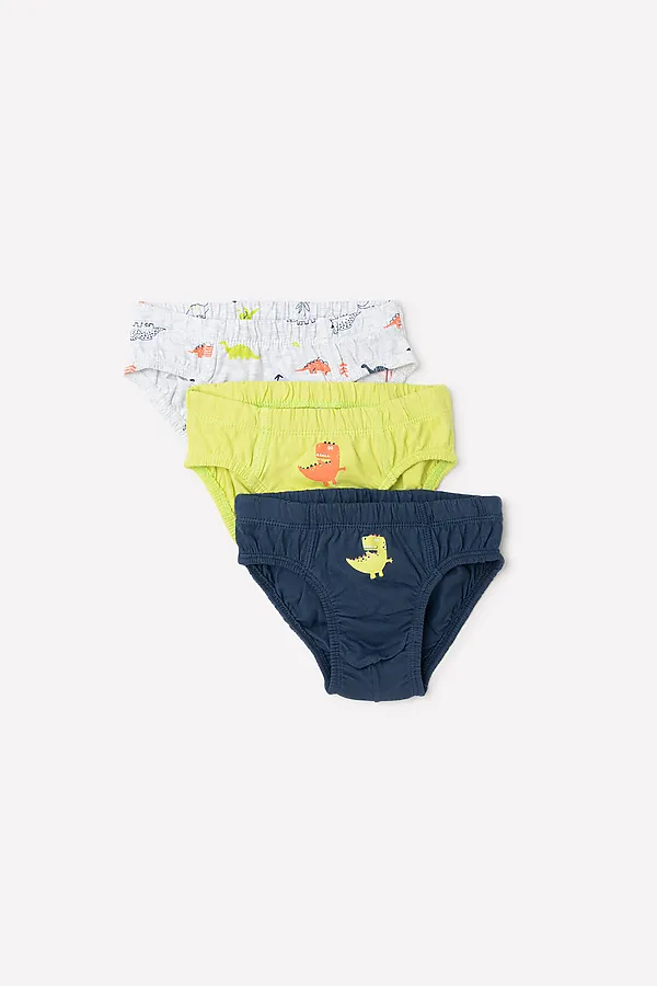 Трусы 3 шт. CROCKID SALE, тем.синий, салат, св.серый меланж, дино - фото 1