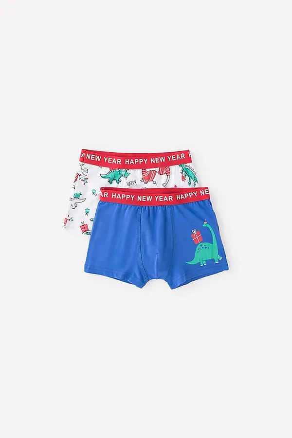Трусы 2 шт. CROCKID SALE, яр.синий,св.серый меланж,динозавры - фото 1
