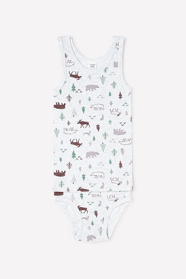 Комплект (Трусы+Майка) CROCKID SALE, лесные медведи на меланже - фото 1