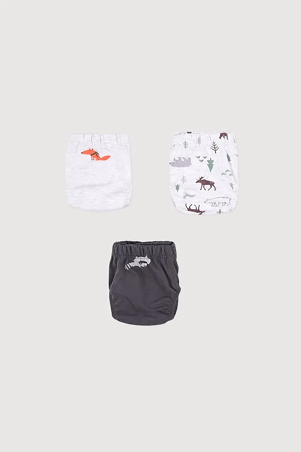 Трусы 3 шт. CROCKID SALE, коричневый, св.серый меланж, лес - фото 1