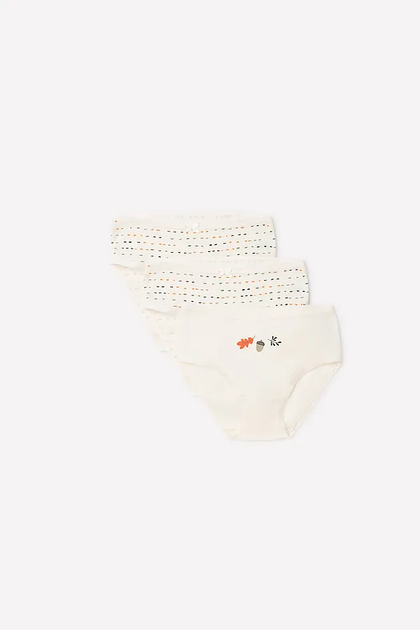 Трусы 3 шт. CROCKID, белая лилия, цветные штрихи - фото 1