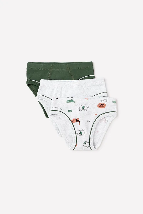 Трусы 3 шт. CROCKID SALE, лесной мох, св.серый меланж, сафари - фото 1