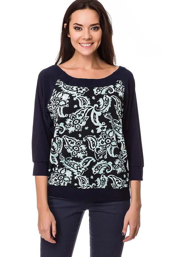 Блуза FIFTYPATES, темно-синий цветы - фото 1