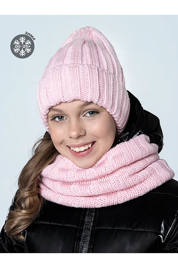 Комплект (Шапка+Снуд) NIKASTYLE, светло-розовый - фото 1