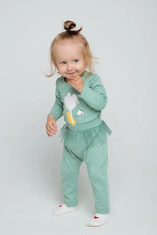 Брюки  CROCKID SALE, горошки на пыльной мяте - фото 1