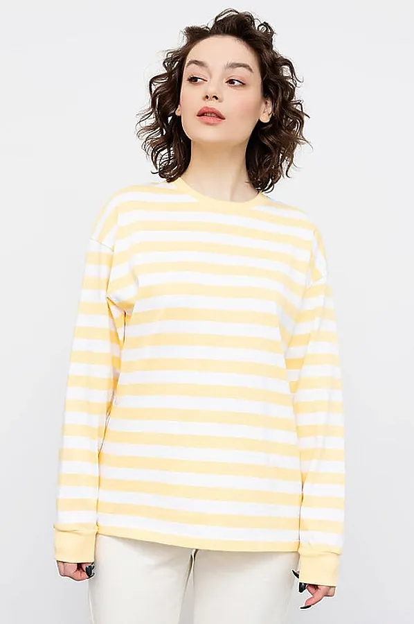 Джемпер  MARK FORMELLE, желтая полоска на белом - фото 1