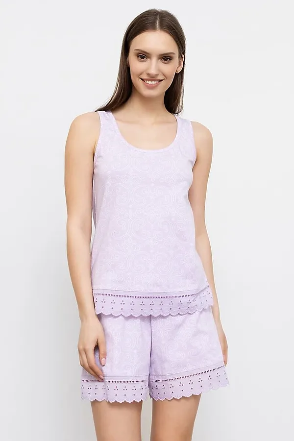 Пижама (джемпер, шорты) MARK FORMELLE, узоры на лаванде - фото 1