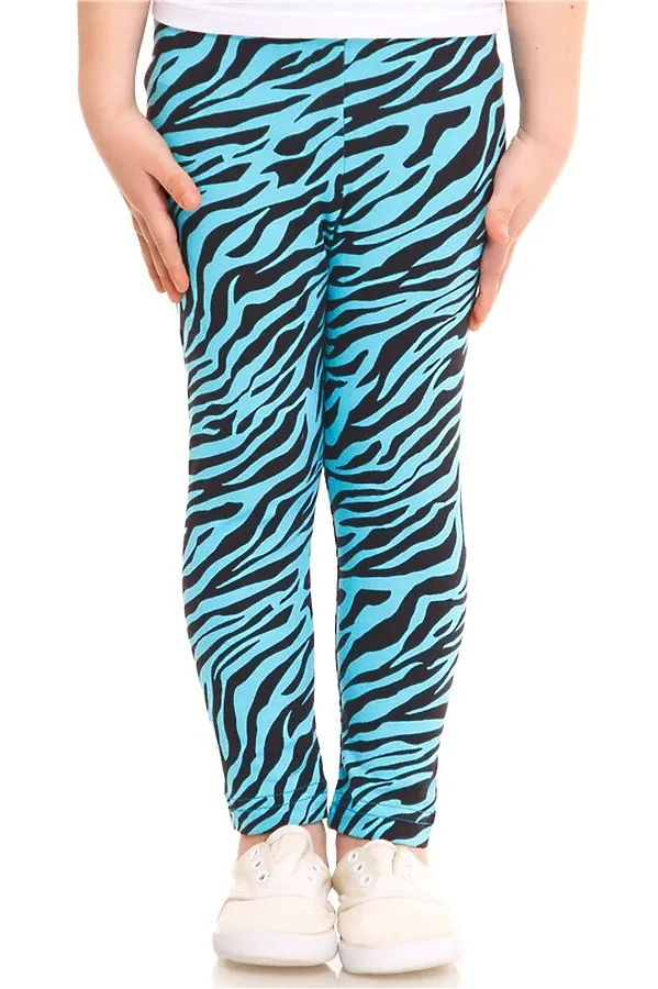 Леггинсы АПРЕЛЬ, зебра черный+бирюза - фото 1