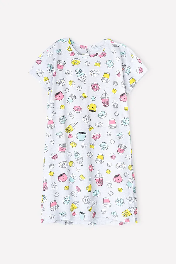 Сорочка  CROCKID SALE, кофе и булочки на св.сером меланже - фото 1