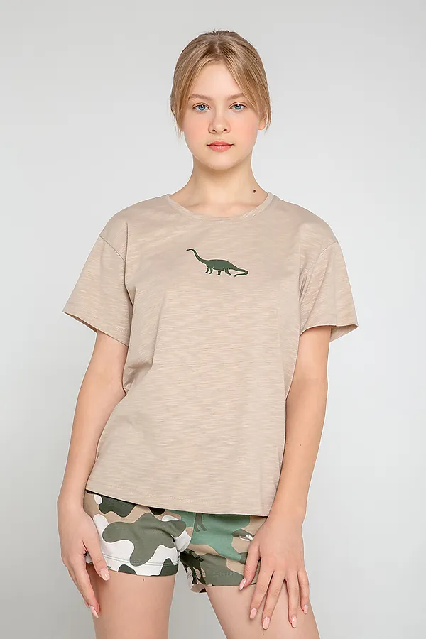 Шорты CROCKID SALE, бежевый, камуфляж с динозаврами - фото 1