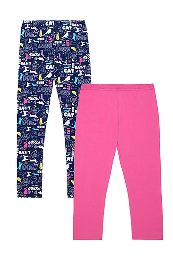 Леггинсы (Комплект 2 шт.) CONTE KIDS, синий/розовый - фото 1
