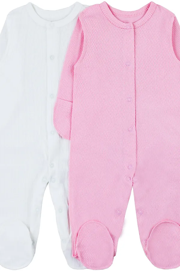 Комбинезоны, 2 шт. YOULALA, белый, рзоовый - фото 1