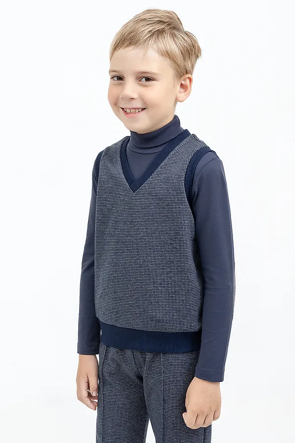 Жилет MARK FORMELLE, серая точка на т.синем - фото 1