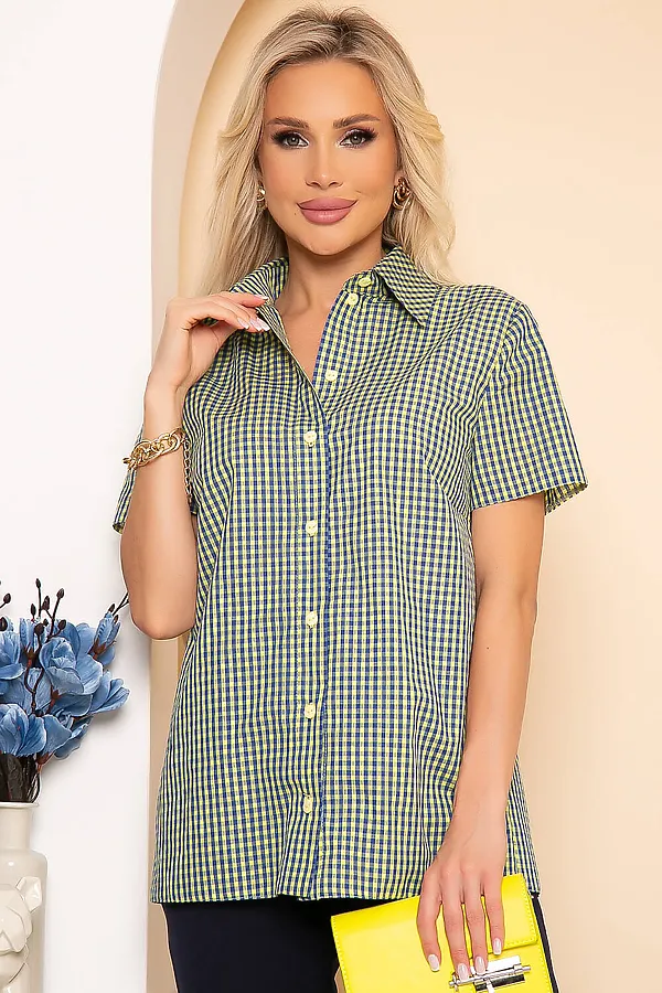 Рубашка LADY TAIGA, желтая клетка - фото 1