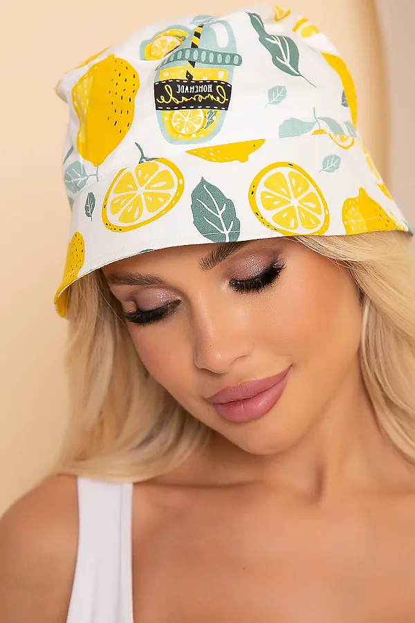 Панама LADY TAIGA, лимончики, белая - фото 1