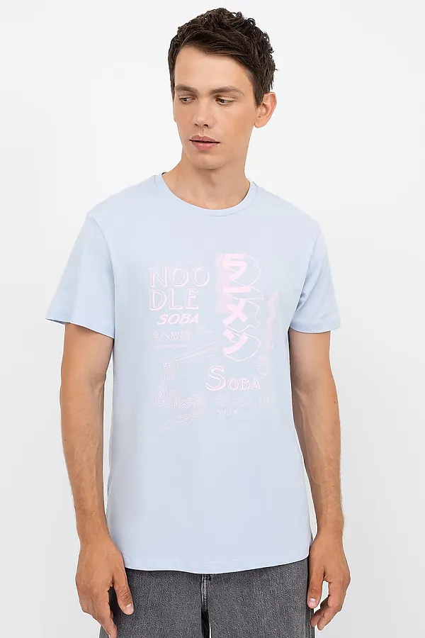 Футболка  MARK FORMELLE, голубой +печать1 - фото 1