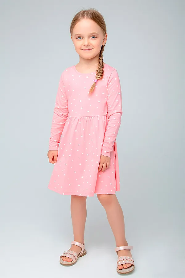 Платье  CROCKID SALE, розовая глазурь,звездочки - фото 1